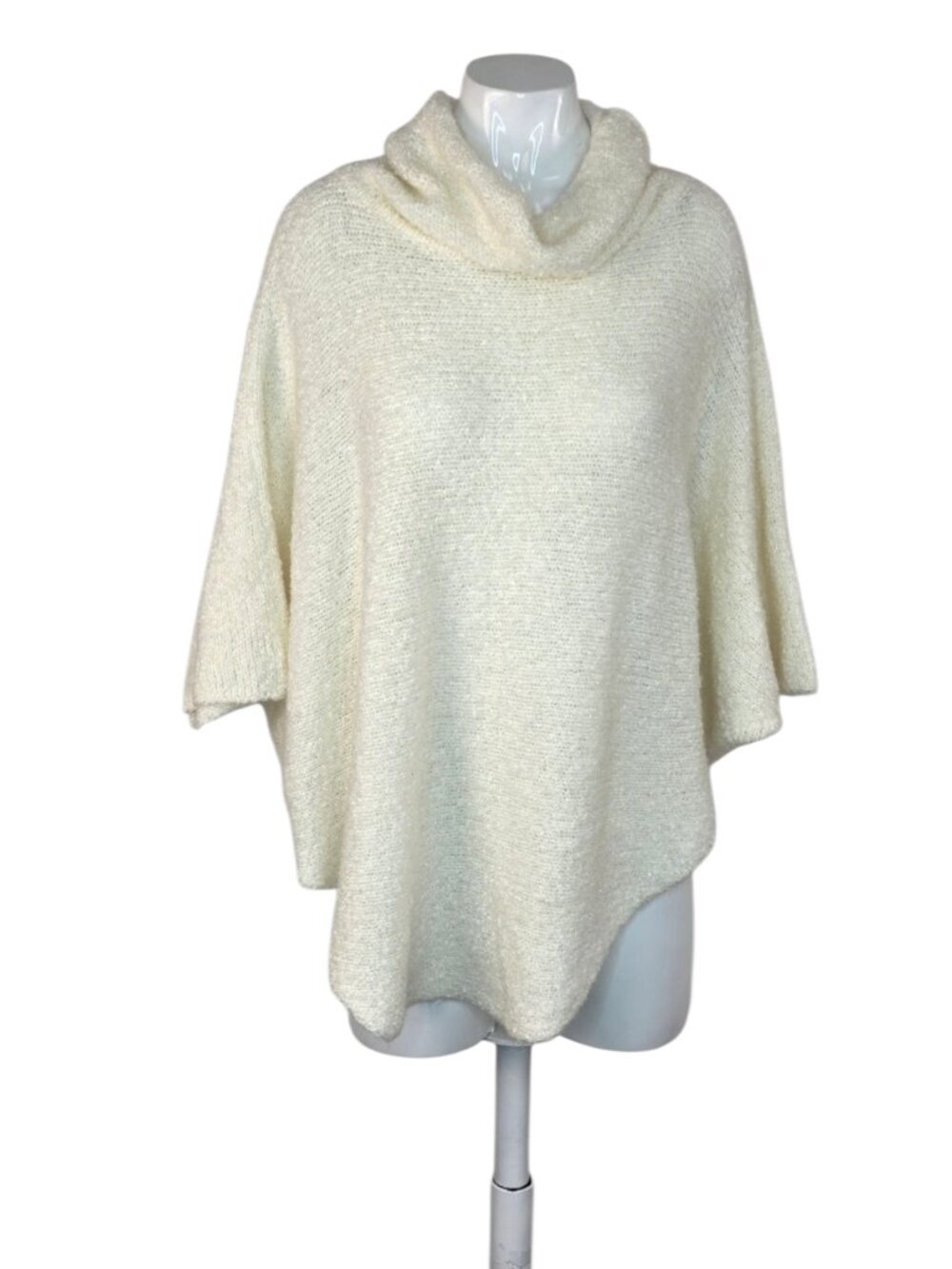 POKOLOKO Mohair Blend Poncho, Pullover Shawl Wrap, Cowl Neck, O/S